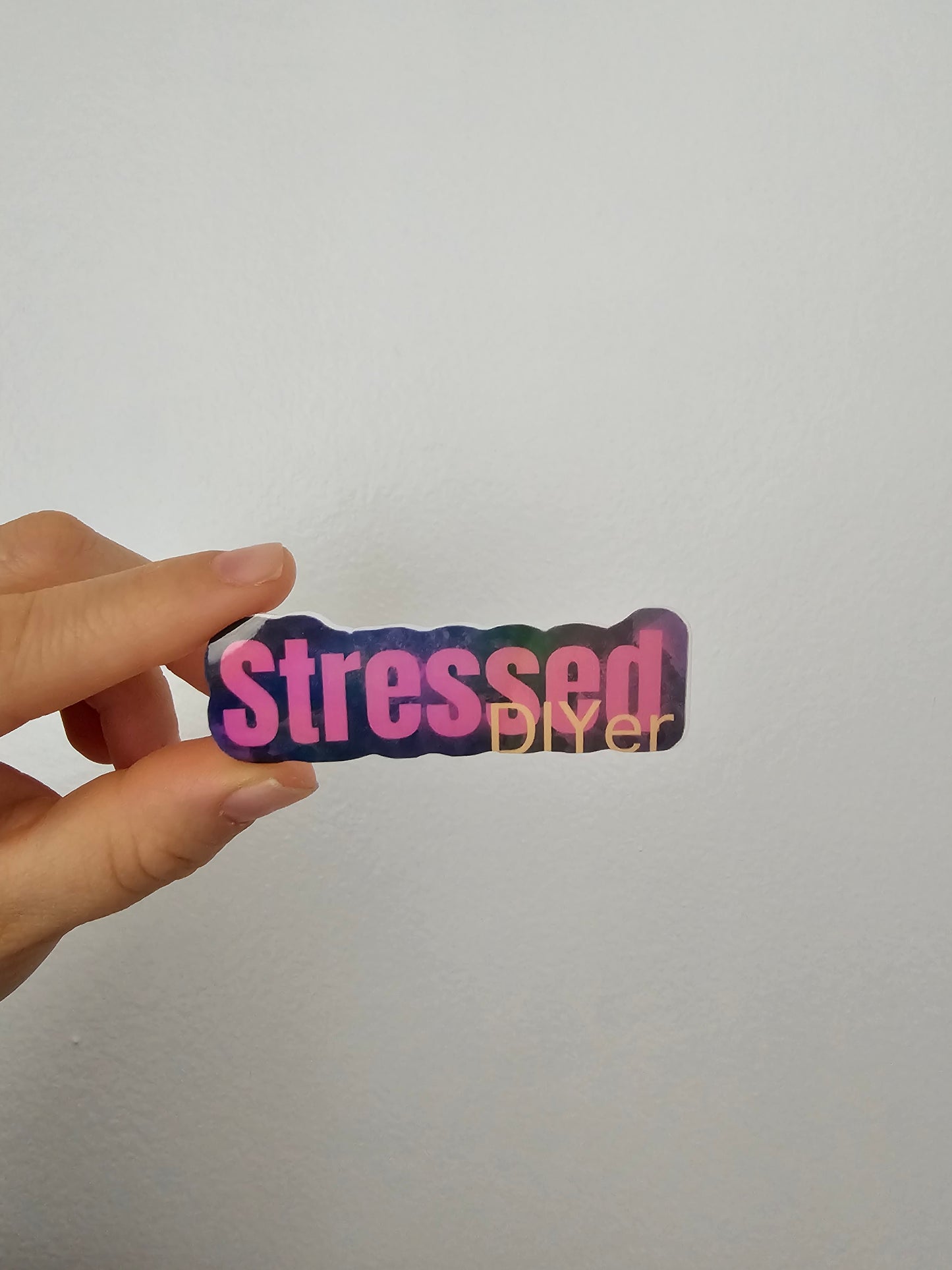 Stressed Waterproof Holographic Sticker