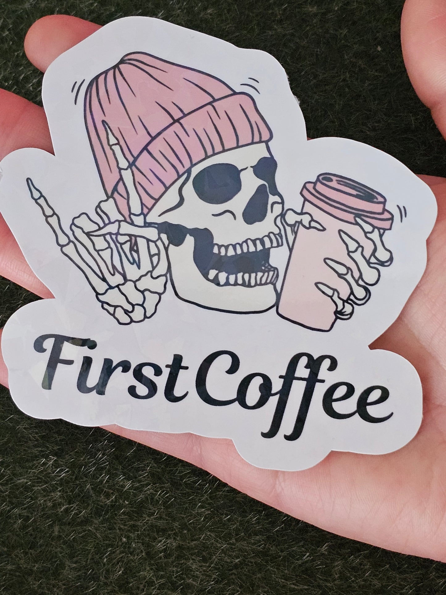 "First Coffee" Vinyl Waterproof Cup/Tumbler/Window/Decoration Sticker