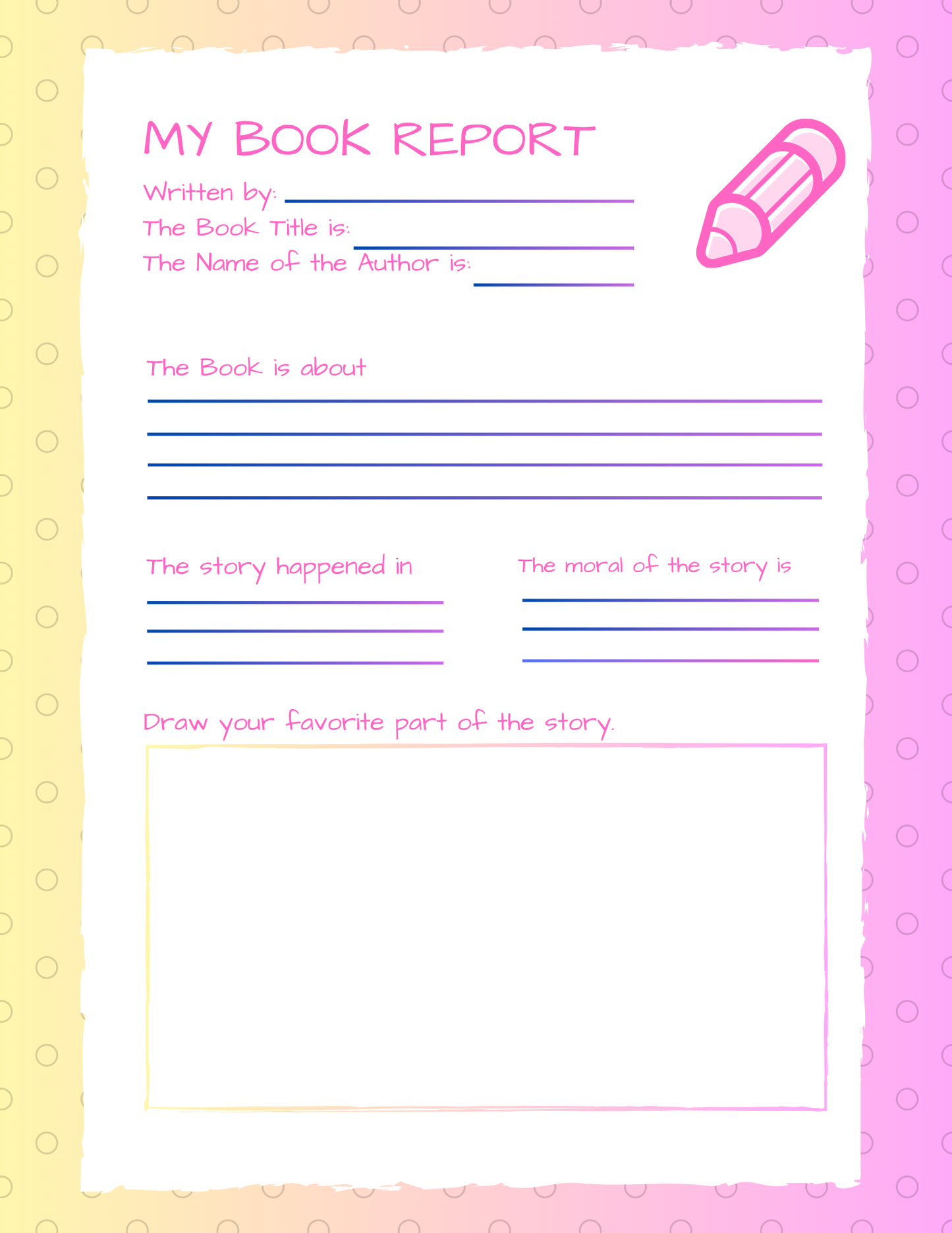 My Book Report Rainbow PDF Digital Download