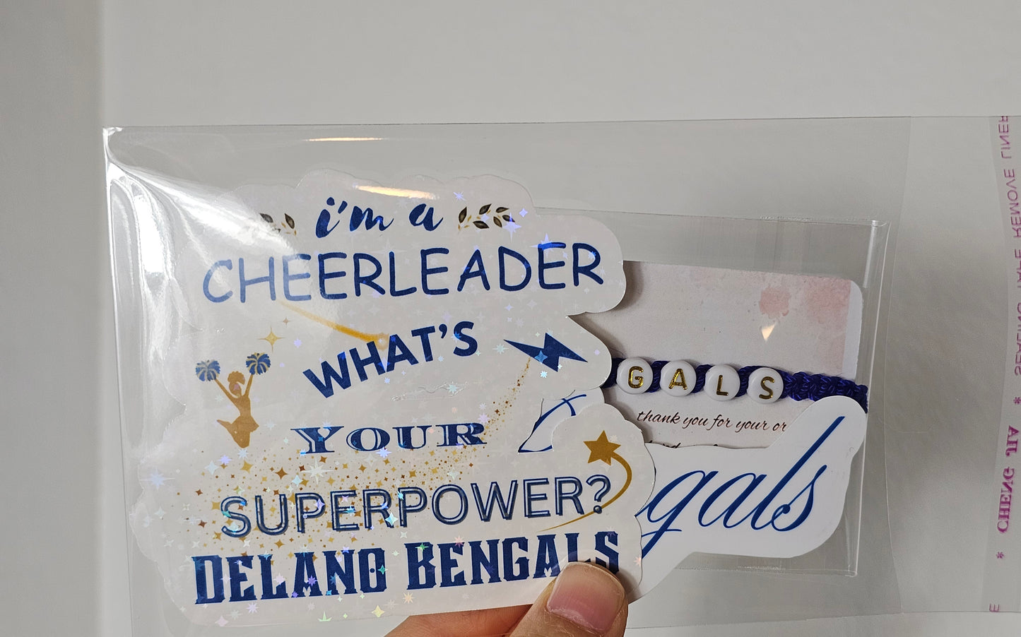 Custom Bulk Personalized Handmade Stickers and Bracelet Set For Cheerleaders, Teams, Birthdays Or Any Celebration