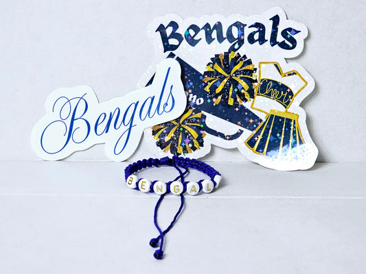 Custom Bulk Personalized Handmade Stickers and Bracelet Set For Cheerleaders, Teams, Birthdays Or Any Celebration